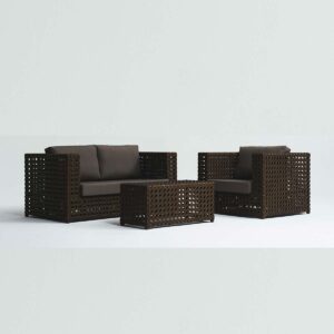 Conjunto de Sofá Diamante, composto por Sofá, duas poltronas e mesa de centro.